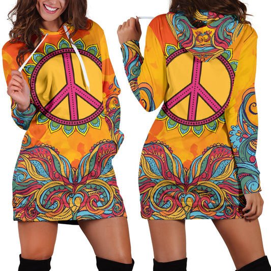 Hippie Peace Hoodie Dress